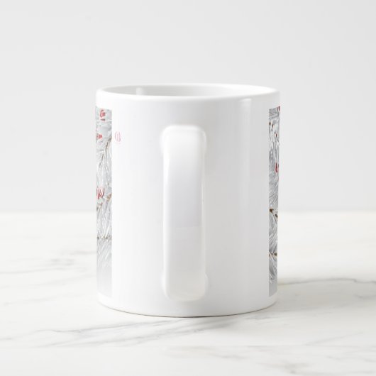 灰色の球体を持つメリークリスマスコーヒーマグ ジャンボコーヒーマグカップ (裏面)