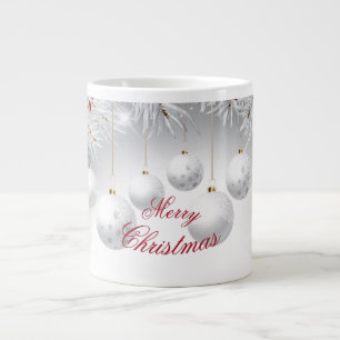 灰色の球体を持つメリークリスマスコーヒーマグ ジャンボコーヒーマグカップ