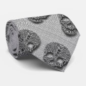 灰色の生地のスカル ネクタイ (ロール)