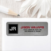 灰色の男らしメタリックテクスチャ黒アクセント ラベル (インサイチュ)