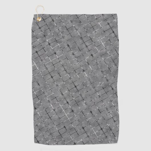 灰色の画像を長方形に分割し、線を輝かせる ゴルフタオル (正面)