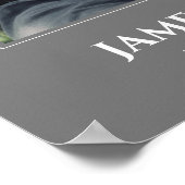 灰色の白いお祝いと写真の葬儀 ポスター (角)