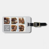 灰色の白いインスタグラム5フォトコラージモノグラム ラゲッジタグ (正面横)