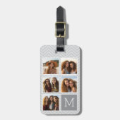 灰色の白いインスタグラム5フォトコラージモノグラム ラゲッジタグ (正面縦)