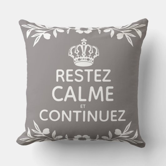 灰色の白いオリーブフランスのブ保のフ運ィアオン クッション (正面)