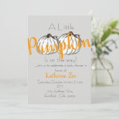 灰色の白いカボチャの秋ベイビーシャワーの招待 招待状 (スタンド正面)