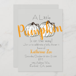 灰色の白いカボチャの秋ベイビーシャワーの招待 招待状