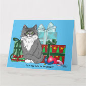 灰色の白いクリスマスの子猫 カード (正面)