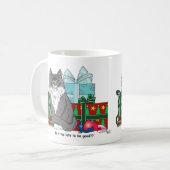 灰色の白いクリスマスの子猫 コーヒーマグカップ (正面左)