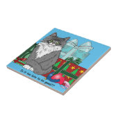 灰色の白いクリスマスの子猫 タイル (側面)