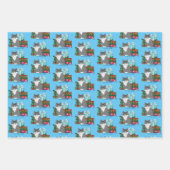 灰色の白いクリスマスの子猫 ラッピングペーパーシート (正面)