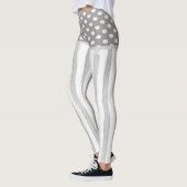 灰色の白いストライプ円レギンス レギンス (左)