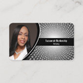 灰色の白いスパイラル番号カスタム写真QRコード 名刺 (正面)