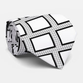 灰色の白いデザイナーの幾何学的なパターンの形状 ネクタイ (ロール)