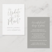 灰色の白いハートのキャンセルを計画結婚に更新 エンクロージャーカード (正面/裏面)