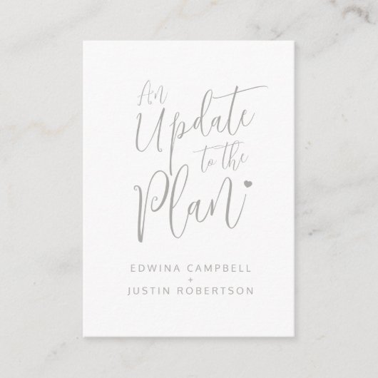 灰色の白いハートのキャンセルを計画結婚に更新 エンクロージャーカード (正面)