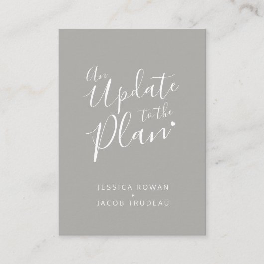 灰色の白いハートのキャンセルを計画結婚に更新 エンクロージャーカード (正面)