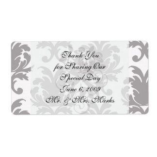 灰色の白いバロック様式のダマスク ラベル