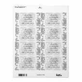 灰色の白いバロック様式のダマスク ラベル (フルシート)