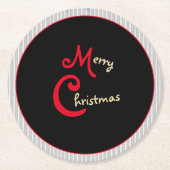 灰色の白いピンプリペスブラックと赤い弓 ラウンドペーパーコースター (正面)