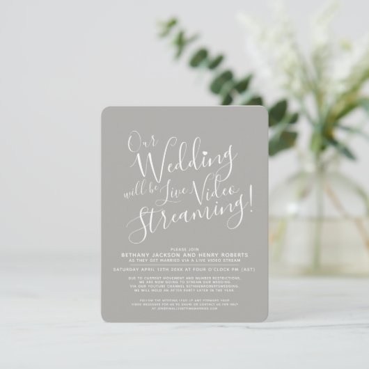 灰色の白い写真ライブストリーミ結婚ング 招待状 (スタンド正面)
