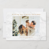 灰色の白い大理石2枚のフォトクリスマス水平 シーズンカード (正面)