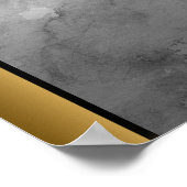 灰色の白い大理石/黒の金ゴールドアー縁どト ポスター (角)