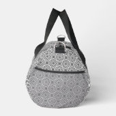 灰色の白い幾何学的シームレスパターン ダッフルバッグ (右)