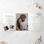 灰色の白い柑橘類のスケッチ結婚写真 三つ折りプログラム (内部)