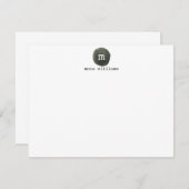 灰色の白い水の色の円モダン黒モノグラム ノートカード (正面/裏面)
