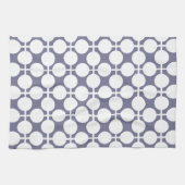 灰色の白い水玉模様とチェックパターン キッチンタオル (横)