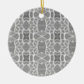 灰色の白い石のタイルのモザイクパターン セラミックオーナメント (正面)