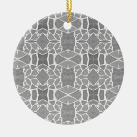灰色の白い石のタイルのモザイクパターン セラミックオーナメント (正面)