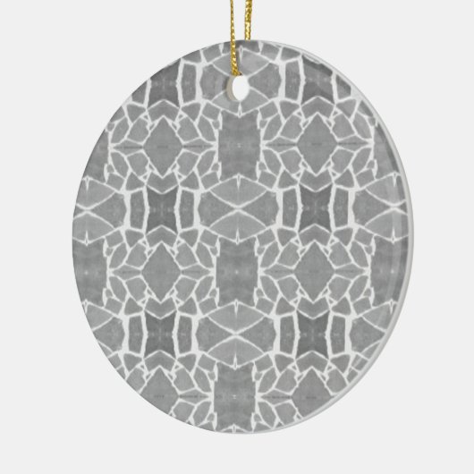 灰色の白い石のタイルのモザイクパターン セラミックオーナメント (左)