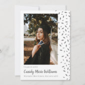 灰色の白い紙吹雪卒業発表 招待状 (正面)