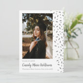 灰色の白い紙吹雪卒業発表 招待状 (スタンド正面)