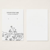 灰色の白い花のカスタムイヤリングカード (正面&裏面)