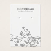 灰色の白い花のカスタムイヤリングカード (正面)