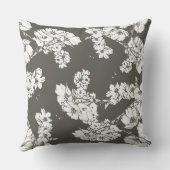 灰色の白い花の枕モダンなソファーの投球の綿 クッション (裏面)