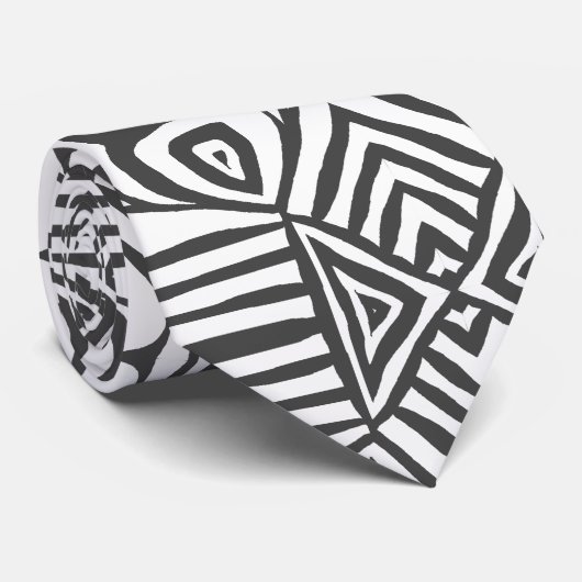 灰色の白い部族の泥の布アフリカパターン ネクタイ (ロール)