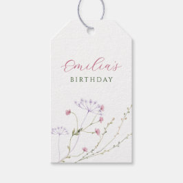 灰色の白い野生の花の水色 ギフトタグ