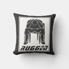 灰色の白い頑丈な男の持ち主 |考えの男 クッション