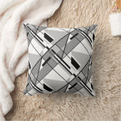 灰色の白い黒の幾何学模様のモチーフでモバイル クッション (ブランケット)