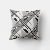 灰色の白い黒の幾何学模様のモチーフでモバイル クッション (裏面)