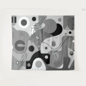 灰色の白い黒、形状お洒落のモダンデザイン タペストリー (正面(横))