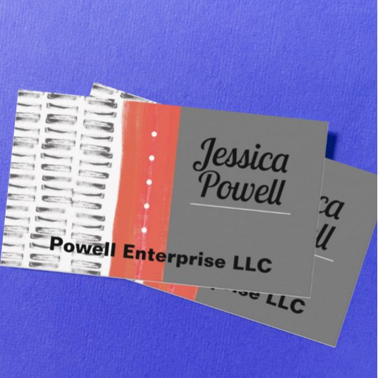 灰色の白とオレンジのシックなモダンパターン芸術的 名刺