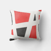 灰色の白と赤のジオメトリックな水色 クッション (裏面)