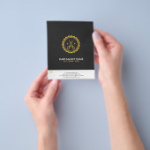 灰色の白と金ゴールドはさみヘアスタイリストロゴ チラシ (手)