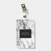 灰色の白と黒の大理石模様 バッジ (クリップ付き裏面)