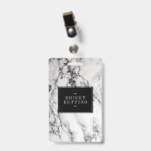 灰色の白と黒の大理石模様 バッジ (クリップ付き表面)